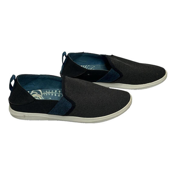 Olukai Hale'iwa Womens Size 8.5 Black Teal Casual Slip On Comfort Walking Shoes - Picture 5 of 8